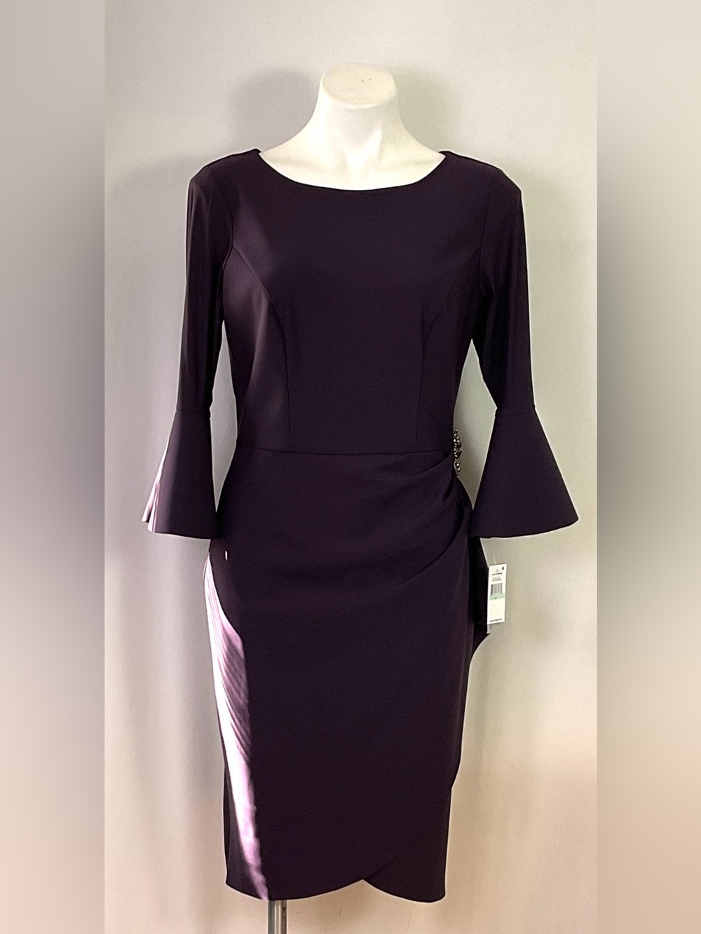 NWT-Alex Evenings-plum nylon/spandex matte satin dress – size 8